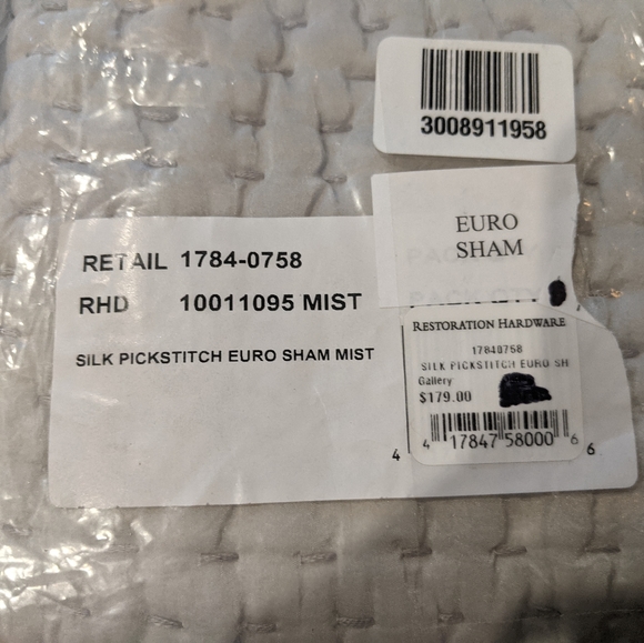 Restoration hardware silk pick stitch euro shams (2) in grey - Picture 2 of 2